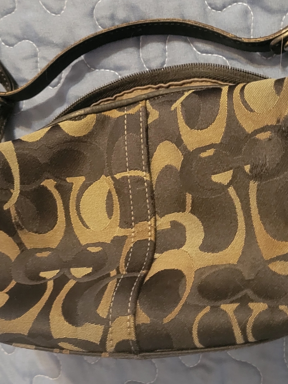 Coach Black And Grey Signature "C" Jacquard Mini 4×7"  Shoulder Bag